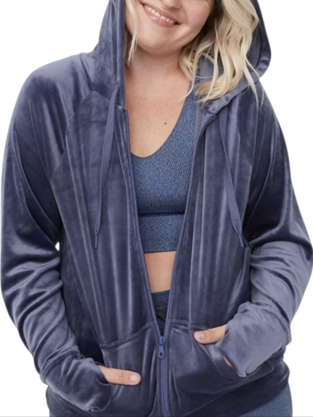 OFFLINE ($80) By Aerie After Party Velour Oversized Full Zip Hoodie NWT